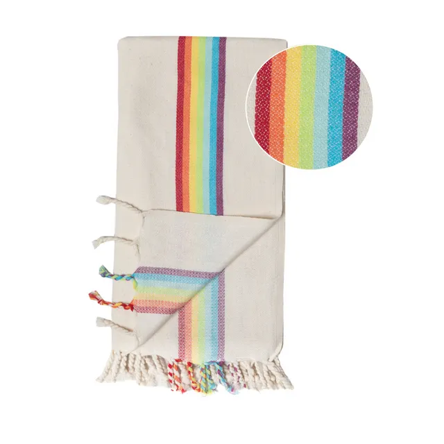 Samimi Hamam Towel Bambou Rainbow - White