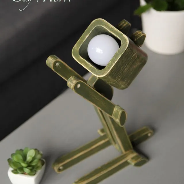Wooden Toy Lamp, Table / Bedside LED Lamp "Olive Green"