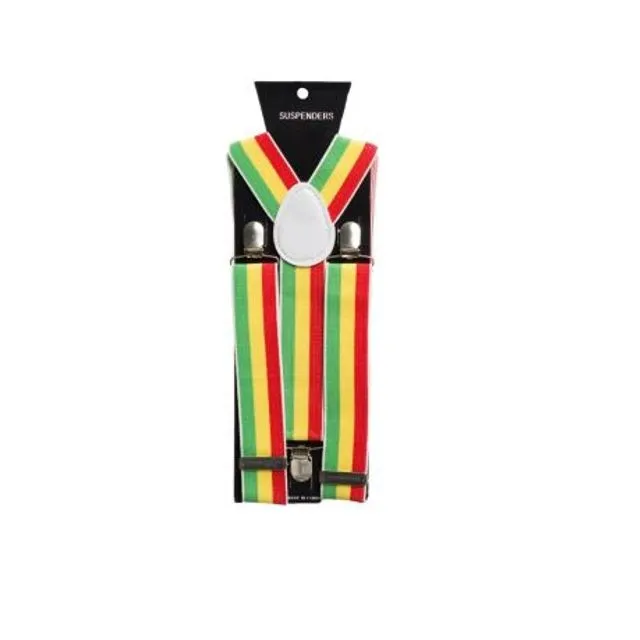 Suspenders Red/Yellow/Green for Party Supplies Aduld Suspenders Accessory - Width 2,5 cm