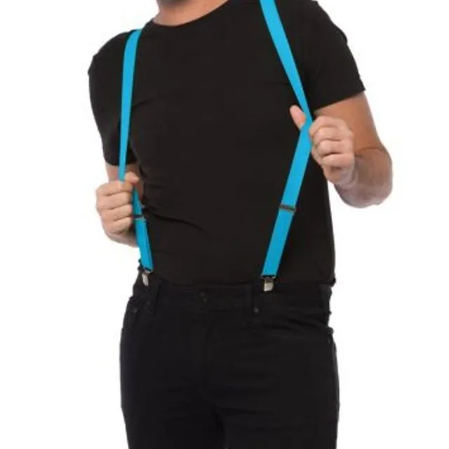 Suspenders Turquoise for Party Supplies Aduld Suspenders Accessory - Width 2,5 cm