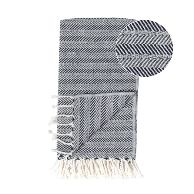 Samimi Hamam Towel Fortuna - Black/Grey