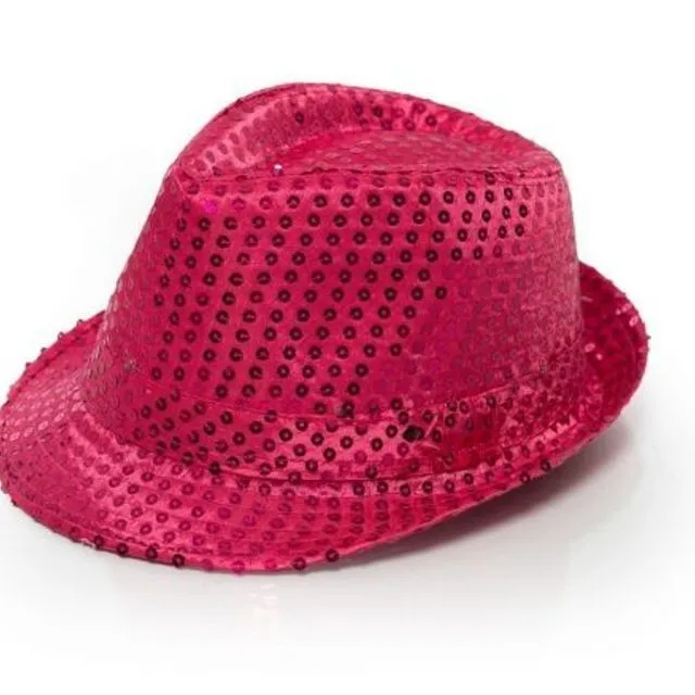 Spangles Hat Hot Pink for Costume Party Accessory Flowerpower Cosplay, Spangles Hat