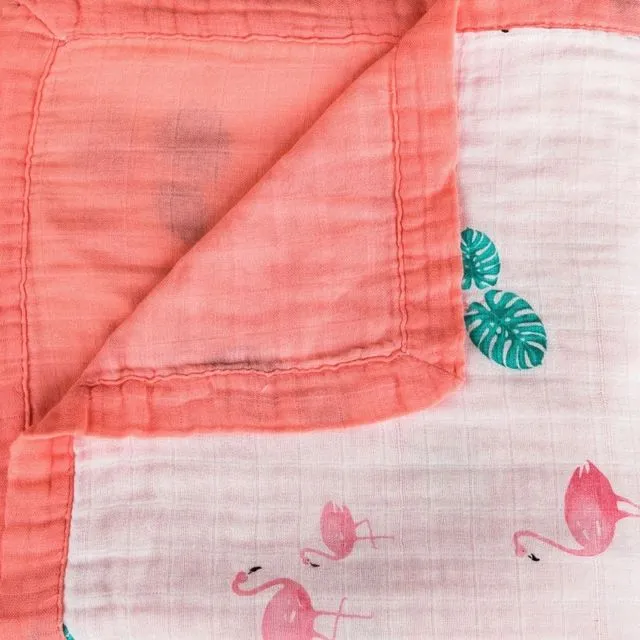 Tropical Flamingo 4 Layer Blanket