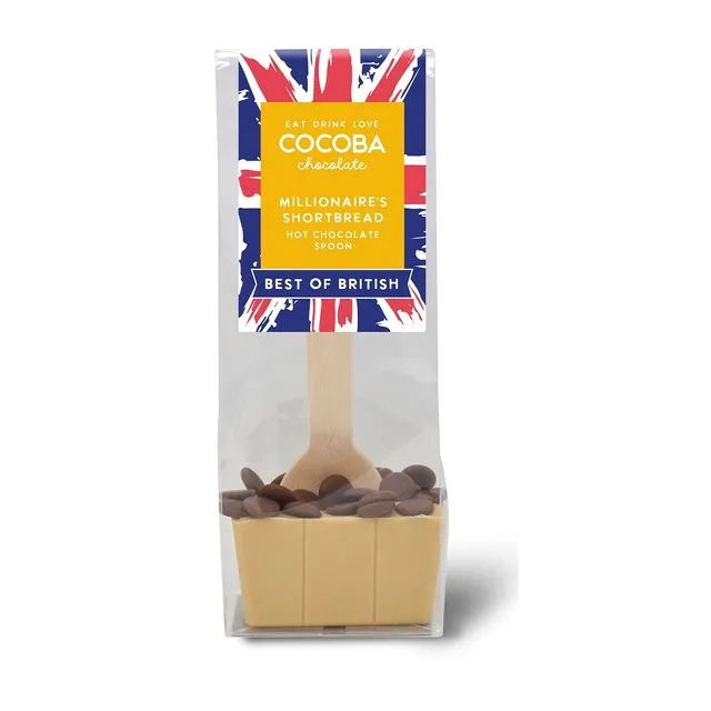 Best of British Millionaire's Shortbread Hot Chocolate Spoon, case of 12.