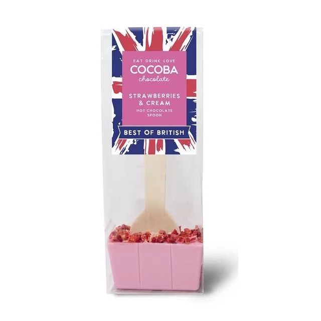 Best of British Strawberries & Cream Hot Chocolate Spoon, case of 12.