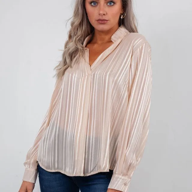 H0504 - Gold striped chiffon blouse
