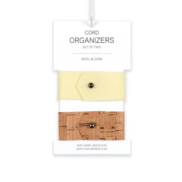 Cord Organizer - Merino Wool Felt & Cork - Set of 2 Honey