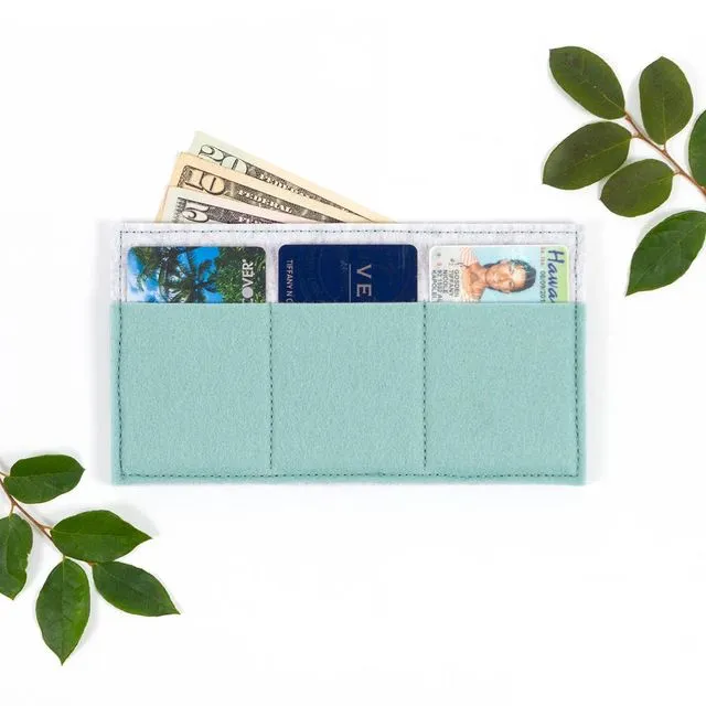 Cash & Card Wallet - Merino Wool Felt Pool Blue