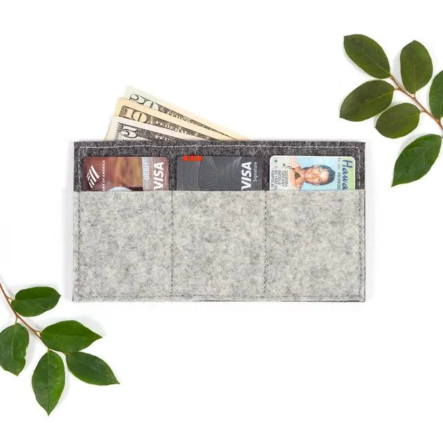 Cash & Card Wallet - Merino Wool Felt Heather Gray