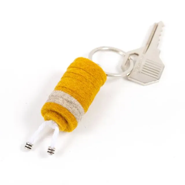 Layered Key Chain - Merino Wool Felt Mustard Yellow