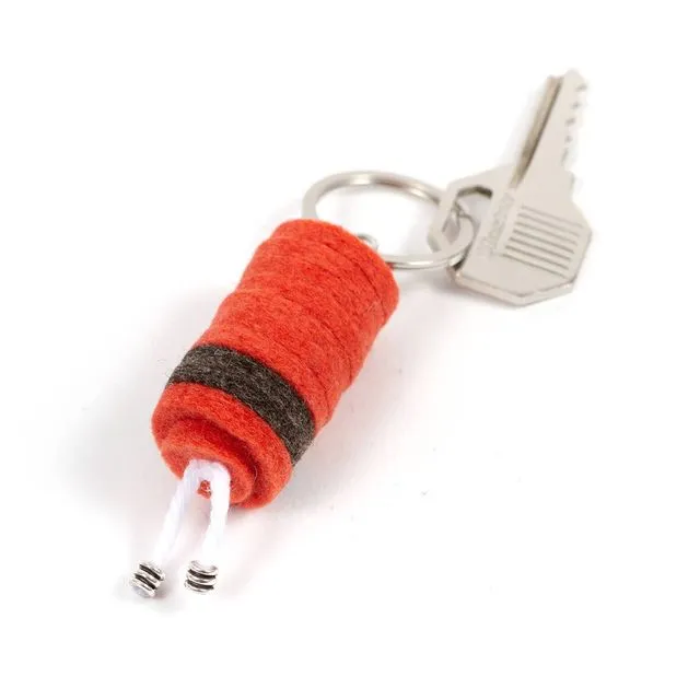 Layered Key Chain - Merino Wool Felt Coral Red