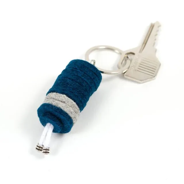Layered Key Chain - Merino Wool Felt Peacock Blue