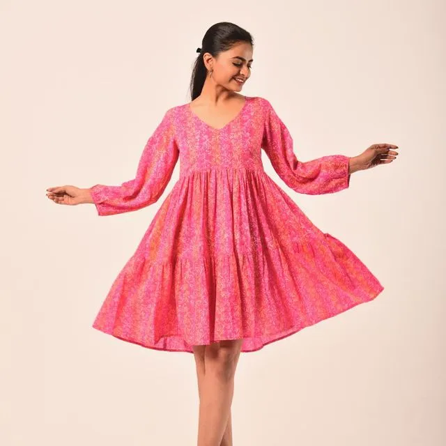 Pink Block Print Short Dress