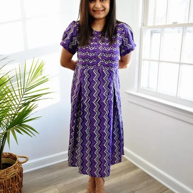 Purple Lehriya Cotton Dress