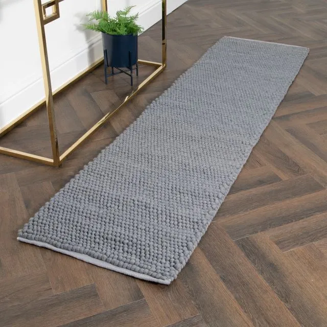 Grey Bubble Runner Wool Rug (60 x 230cm)