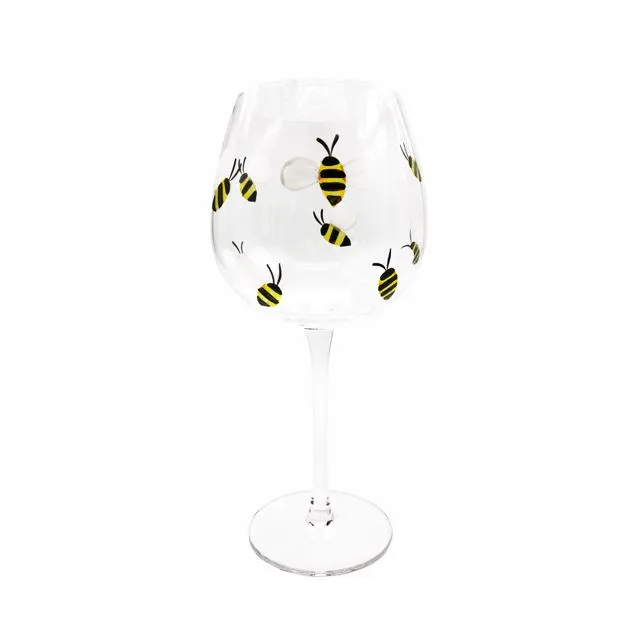 GLS0221 -Hand Painted Bee Large Glass