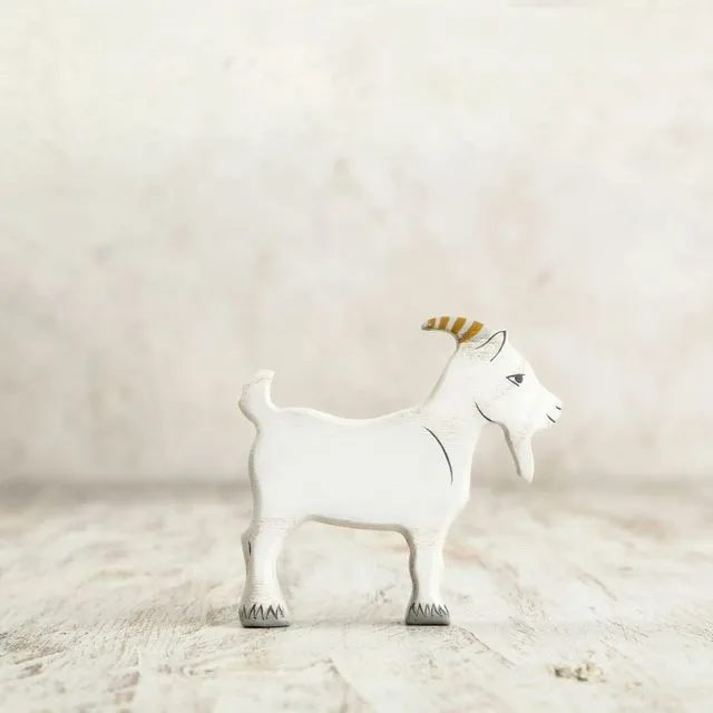 Wooden Goat Figurine