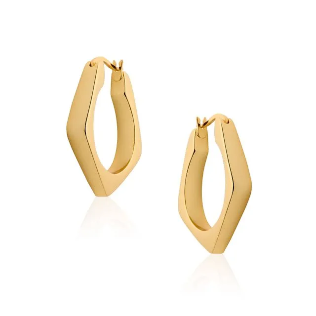 RIVER Earrings 18 Carat Gold Plated Hoop Earrings