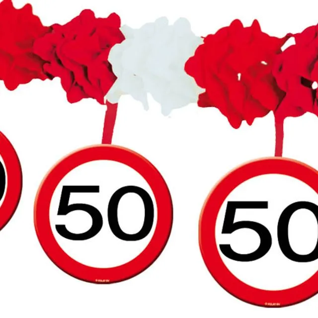50th Birthday Traffic Sign Garland with Hangers