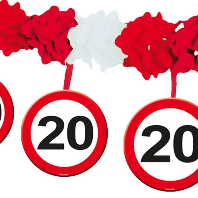 20th Birthday Traffic Sign Garland with Hangers