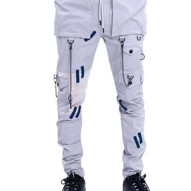 Blessed Hanging Chain Cargo Pants Joggers - Gray Fog