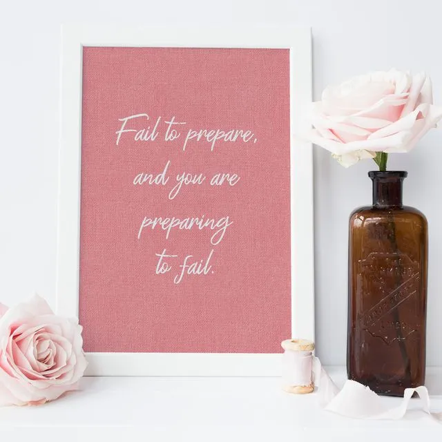 Prepare Quote Wall Print - Motivational (Pink)