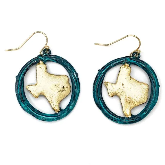 Gold Texas Western Patina Earrings
