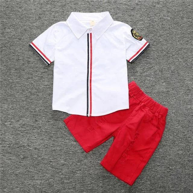 Baby Boy Printed 2-Piece Shorts Set Red