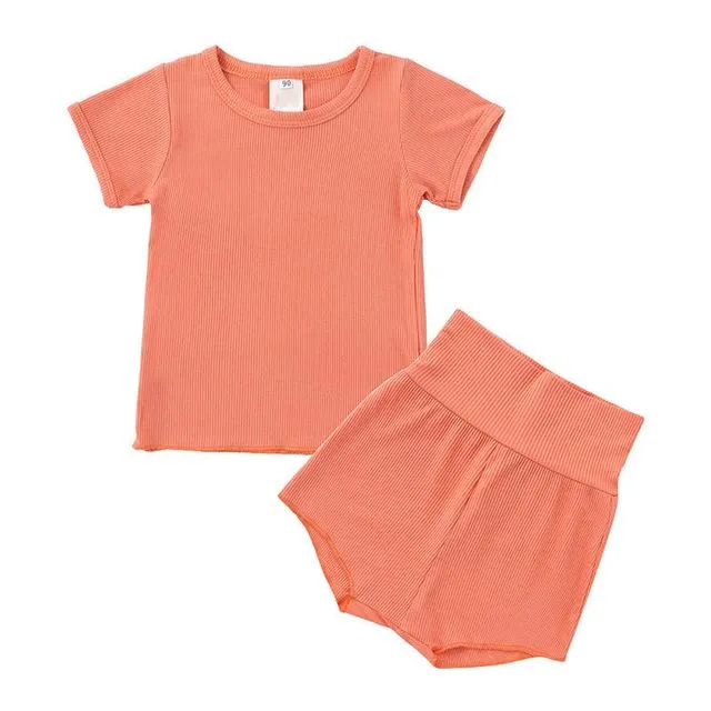Belly-Protected T-Shirt And Shorts Set Orange