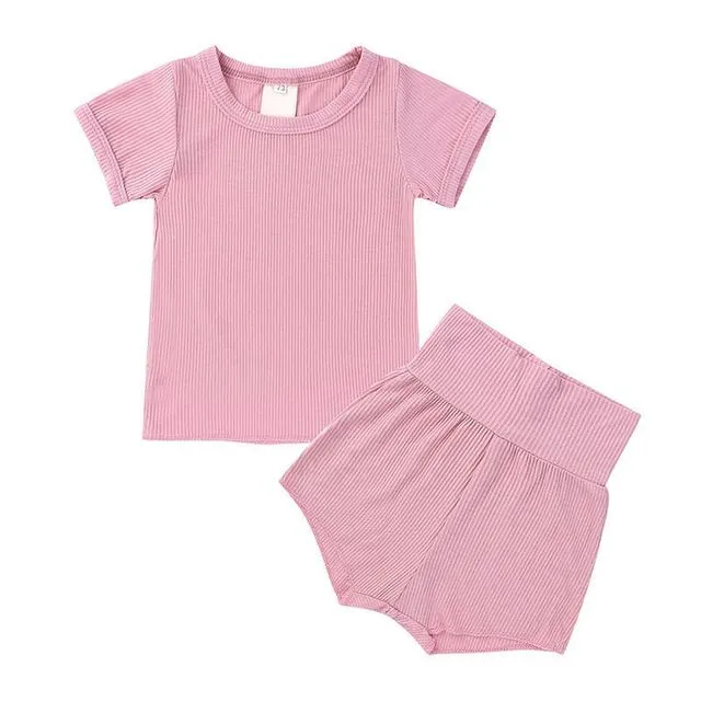 Belly-Protected T-Shirt And Shorts Set Pink