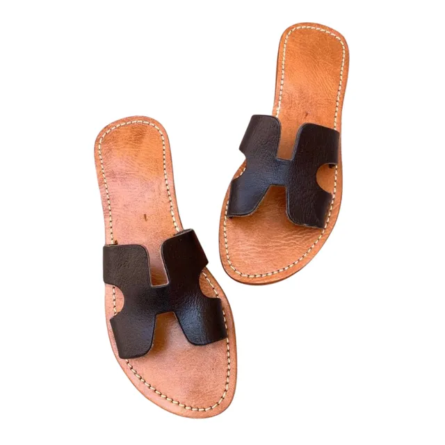 Moroccan leather sandals black