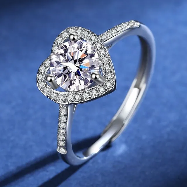 Heart Shaped Moissan Diamond Ring
