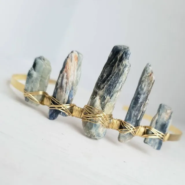 Fairy Crown / Celtic Tiara - Frosted Kyanite