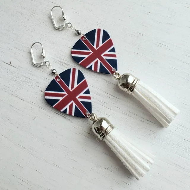Guitar Pick Earrings - Union Jack - British Flag