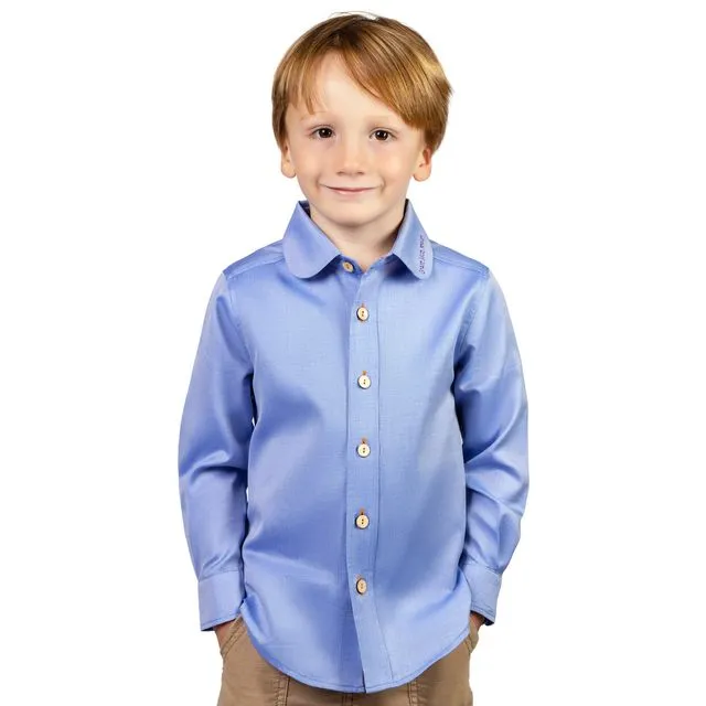'jean' dapper button-up shirt w/ collar embroidery