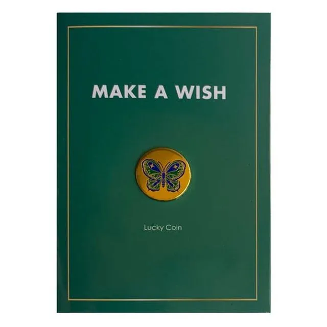 "Make a Wish" - Butterfly Card | Greeting Card with Lucky Coin | For Girls and Women | Lucky Charm | Gift certificate | Money Card Bj112