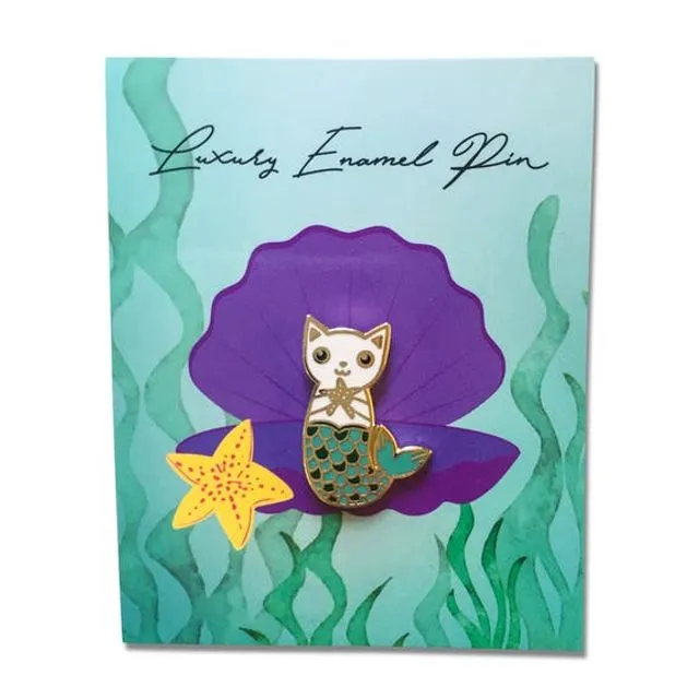 Mermaid Pin | Small Gift for Girls | Enamel Pin | Purrmaid badge  Bj4