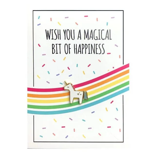 Funny Birthday Card with Unicorn Pin | Small gift with Greeting Card | Unicorn Card for Girl and Kids | Wish you a magical bit of happiness Bj96