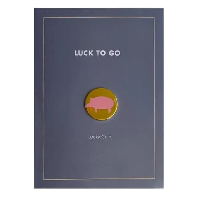 Good Luck Card | Luck to go | Lucky Coin| Lucky Pig| Lucky Charm for Car, Exams, Job or School | Greeting Card with Gift for Men, Women and Kids Bj113