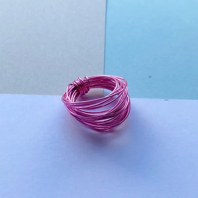 Wire Wrap Rings - reds/purple/pink - Medium plain pink size N