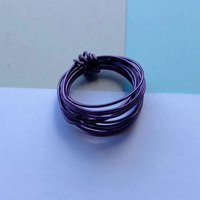 Wire Wrap Ring - reds/purple/pink Small dark purple