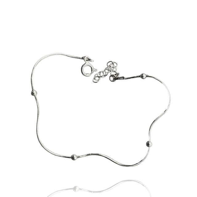 Itallian Bead Chain Sterling Silver Bracelet Silver