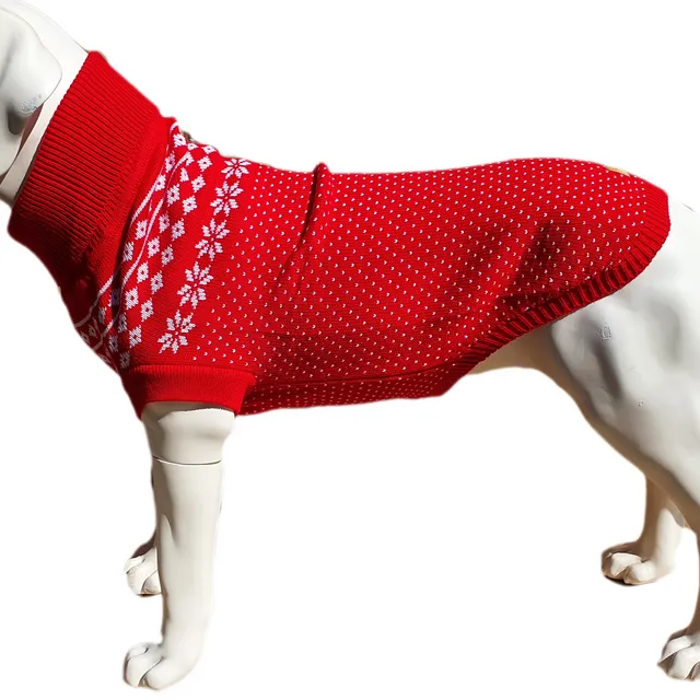 The Bailey Fairisle Dog Jumper in White on Red
