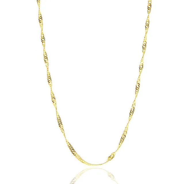 Twisted Curb Singapore Sterling Silver Chain Adjustable size Gold