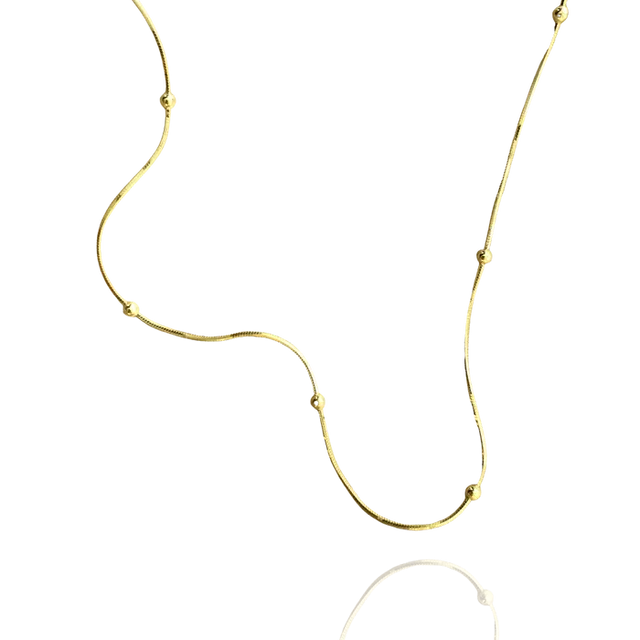 Itallian Bead Chain Sterling Silver Necklace Gold