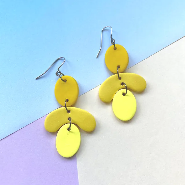 Petals Wire Dangle Earrings yellow