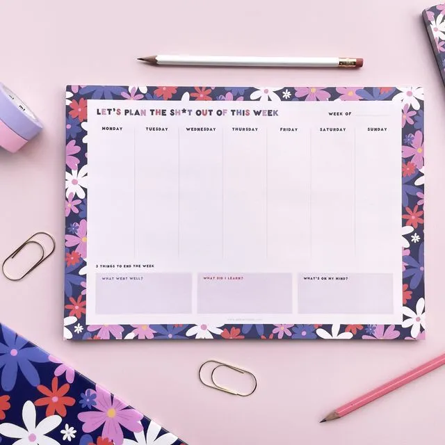 A4 Floral Weekly Planner Notepad