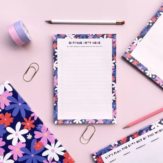 A5 Floral To Do List Daily Planner Notepad