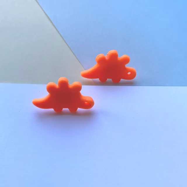 Mini Dino Earrings studs - neon orange