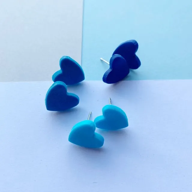 All you need is love - Heart shaped studs blues